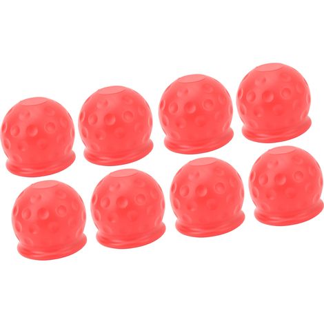 Lot de 8 cache-boule d'attelage pour camion, 50 mm, protection renforcée, souple et robuste, rouge, pour camping-car et caravane (1/5)
