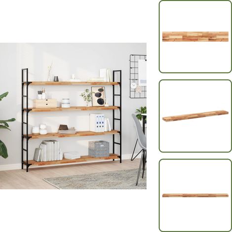 The Living Store Étagère flottante 160x20x4 cm acacia massif finition à l'huile - Etagere Murale - Étagère Flottante - Meuble De Rangement - Decoration Murale - Bois D'acacia (1/5)