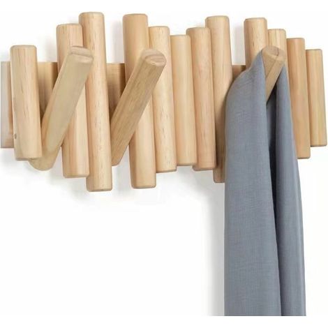Appendiabiti da parete in legno massello fatto a mano con 5 ganci moderni e unici per cappotti, borse, cappelli, ombrelli