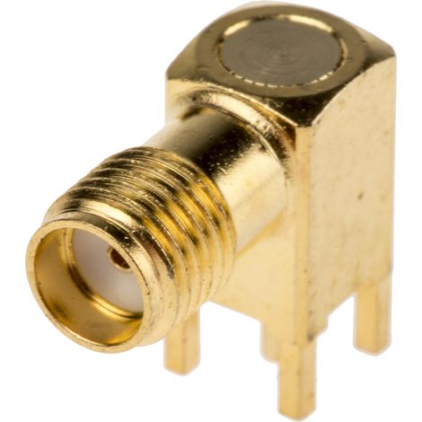 Connecteur coaxial RS PRO Femelle à angle droit, raccordement A souder 50O Montage sur CI ( Prix pour 1 ) (1/2)
