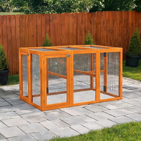 Poulailler orange en tannenholz 140 x 84,5 x 80,5 cm (1/5)
