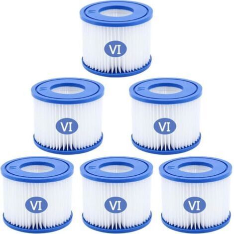 Lot de 6 Cartouches filtrantes pour Piscine Type VI, Cartouche Filtre pour Bestway Pompe de Piscine, Filtre de Piscine Intex pour Lay-Z-Spa, Miami, Monaco, Vegas