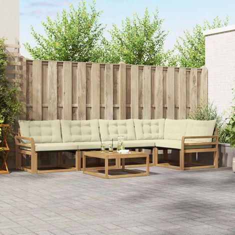 vidaXL Outdoor-Sofagarnitur 6 pcs Weiß und Creme 79 x 79 x 37 cm (1/5)