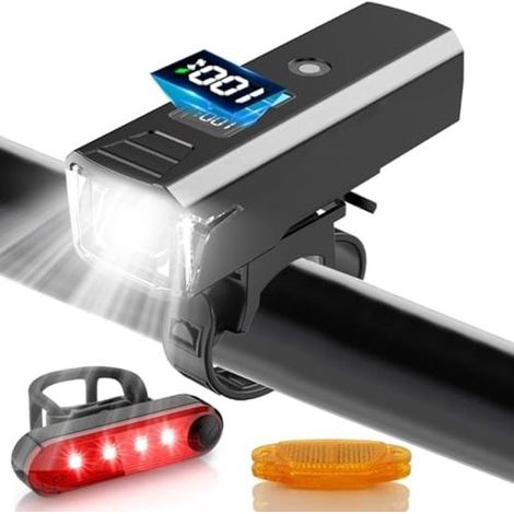 Juego de luces recargables USB-C para bicicleta: luz delantera y trasera con 5 modos. (1/5)