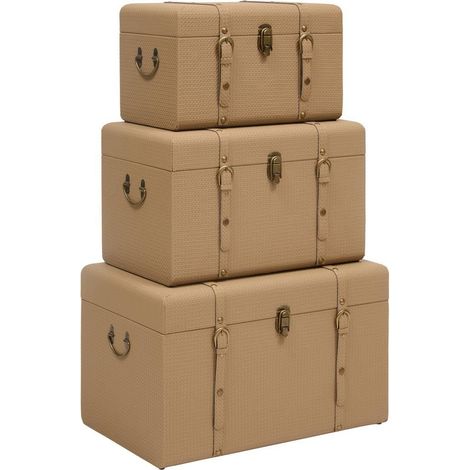 Lot de 3 Malles de Rangement "Bonie" 60cm Taupe (1/5)