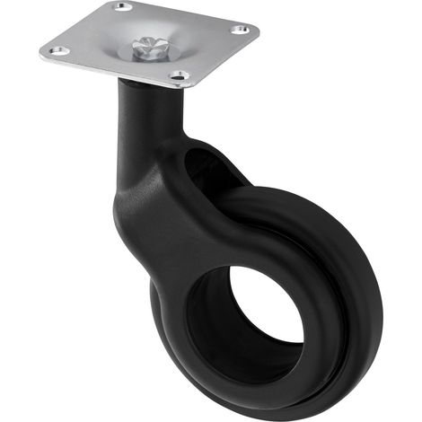 SO-TECH Design Möbelrolle BONN schwarz, Ø 60 mm, belastbar bis 30 Kg, Höhe 92,5 mm