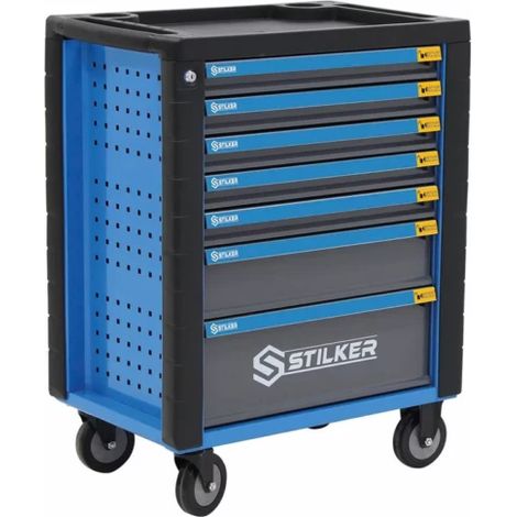 Servante d'atelier roulante 7 tiroirs – 147 outils avec modules mousse – Dimensions 710x465x930mm – Charge maximale 59kg – Stilker (1/3)