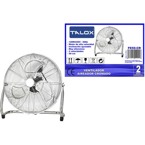 Aeratore cromato Talox FE50 ad alta potenza da 120 W da 50 cm