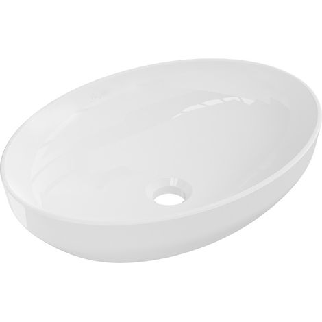 Lavabo cerámico sobre encimera, 50x37x14,5 cm, Blanco