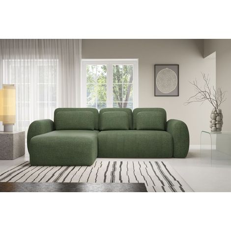 Ecksofa Schlafsofa Sofa GASTON in Stoff Puente Grün Ottomane Links (1/5)
