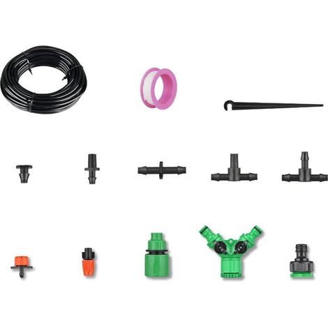 Tropfbewässerungssystem (80 Stück) mit 15 Meter 1/4" Schlauch aus ABS und Gummi