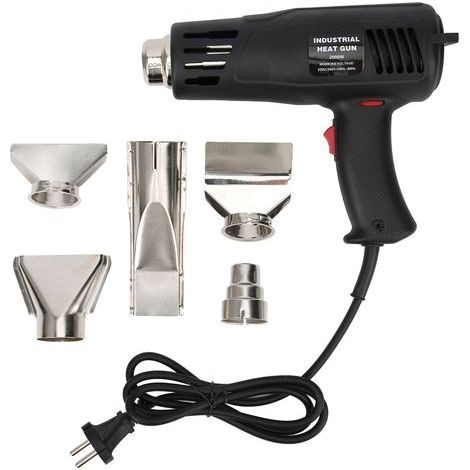 Pistolet à air chaud 2000W réglable avec buses pour usage industriel (fiche EU 250V) (1/5)