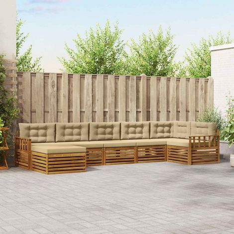 Sofagarnituren 7 pcs Natur und Beige Massivholz Akazie