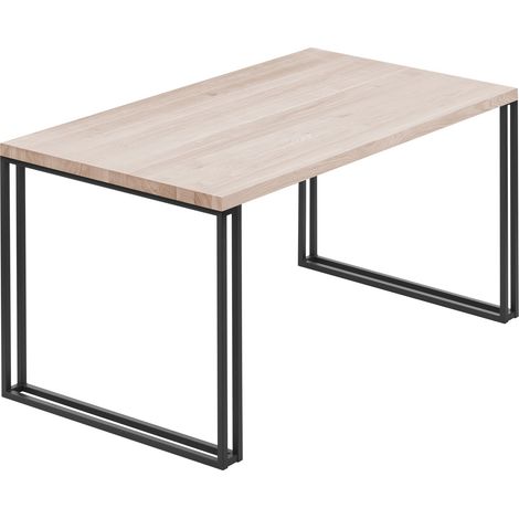 LAMO Manufaktur Esstisch Küchentisch, 140x80x76 cm (AxBxH), Frame, Roh / Schwarz, LAG-01-A-001-9005Fr