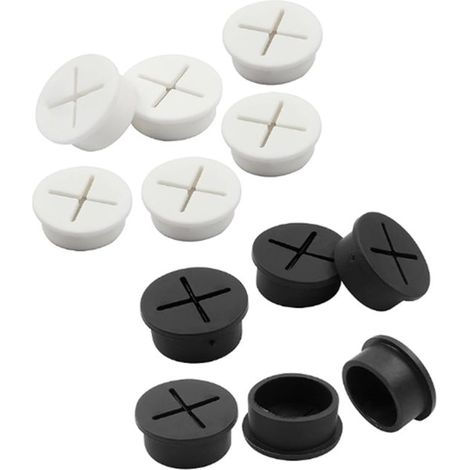 12 pièces - Passe-câbles - Organiseur de câbles - Gestion des câbles pour Bureaux - Ø 25 mm - 6 pièces en noir et blanc - rond - ABS - Passe-câbles pour bureau (1/4)