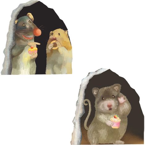 Lot de 2 stickers muraux 3D motif trou de souris - Stickers muraux amusants et imperméables pour chambre à coucher