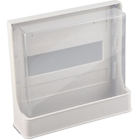 Boîte de rangement sous bureau grande capacité en plastique adhésif avec étagère dissimulée et tiroir, idéale pour ranger téléphones, accessoires et fournitures de bureau. Blanc, largeur 23 cm. (1/5)
