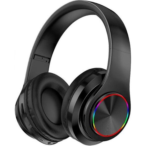 Écouteurs Bluetooth, bandeau sport pliable résistant aux UV, sans fil, noir 3D lumineux (1/5)