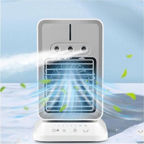 Climatiseur mobile sans évacuation, 3 vitesses de vent, 3 modes de brumisation, mini climatiseur portable, minuterie 2/4 heures, oscillation à 120°, adapté pour la chambre, la maison et le bureau (1/5)