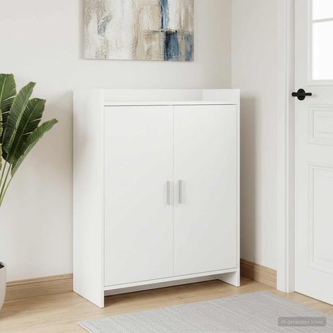 Meuble à chaussures 2 portes blanc en bois d’ingénierie 73,5 x 36 x 92 cm - PANGIVO (1/5)
