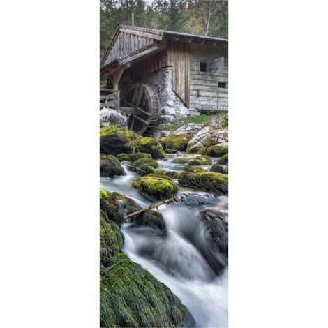 Panneau mural douche en alu-composite VIPANEL - Inspiration Nature Décor Cabane en Montagne - Finition Brillant - 100x255cm (1/5)
