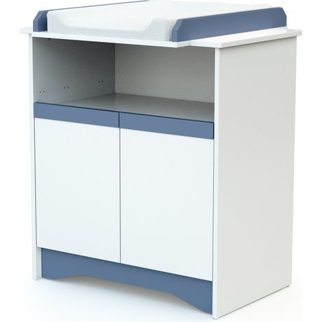 Les Tendances – Commode à langer 2 portes 1 niche COTILLON en bois – Ergonomique avec plan à langer amovible – Rangement facile et accessible