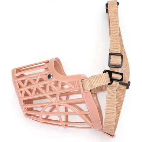 Muselière pour chien - Taille XM - Sangle réglable 26/30 cm - Muselière pour chien - Muselière - Muselière pour chien moyen - Plastique - Beige (1/5)