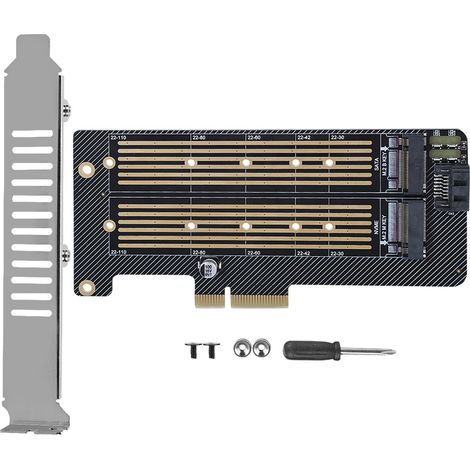 Carte d'adaptateur PCIe X4 pour SSD M.2 NVMe NGFF, ports double clé M et B (1/5)