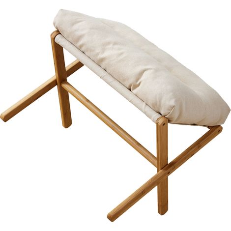 Pouf pliant pied X moderne, repose-pieds multifonction avec coussin moelleux pour salon chambre bureau beige (1/5)
