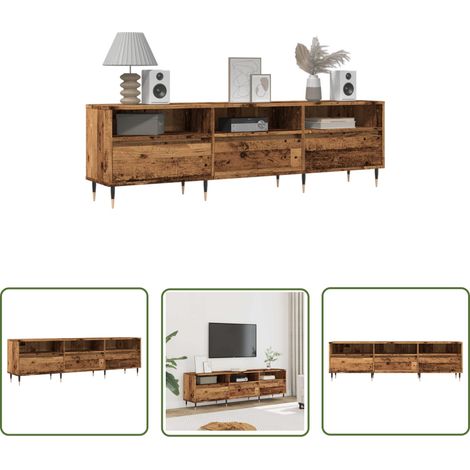 vidaXL Meuble TV vieux bois 150x30x44,5 cm bois d'ingénierie (1/5)