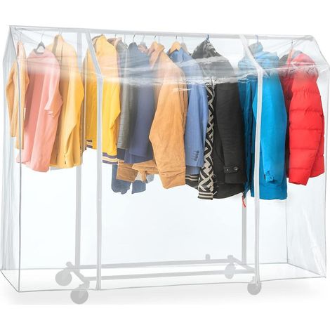 Housse de protection imperméable et transparente pour penderie - Housse anti-poussière en plastique robuste, ouverture et fermeture faciles, 180x50x150 cm, lot de 1 (1/5)