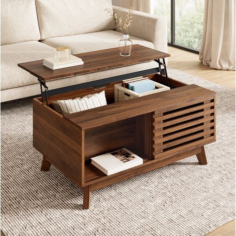 Couchtisch mit höhenverstellbarer Platte MDF Walnuss OKMYHOME (1/5)