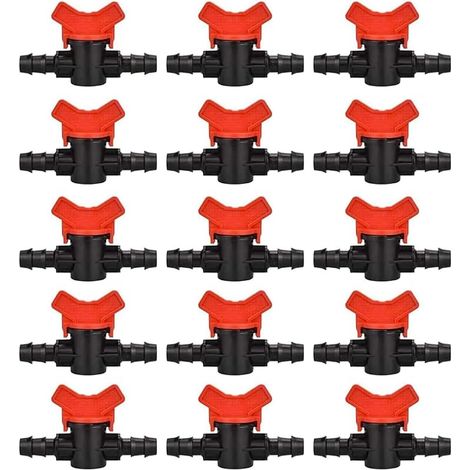 Lot de 15 Vanne Commutation d'Irrigation, Robinet d'arrosage goutte à goutte 16mm, valve 16 mm