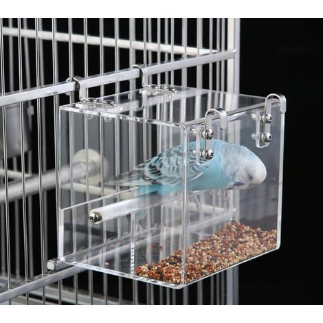 Mangeoire automatique pour oiseaux, cage à oiseaux, mangeoire pour animaux de compagnie, récipient à graines et à nourriture pour perruches, canaris, calopsittes, perroquets, pinsons, canaris, acryliq (1/4)