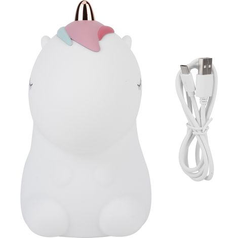 Lampe LED de chevet USB rechargeable silicone animaux mignons multicolores pour chambre blanc (1/5)
