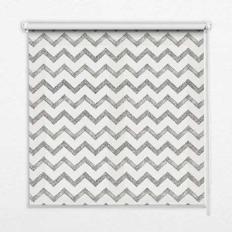 Tenda a Rullo Interna per Finestra - Tenda Filtrante Luce - Tenda Privacy - Tenda Decorativa Rettangolare - Rullo per Interni - (130 cm x 140 cm) - Zigzag orizzontali grigi (1/5)