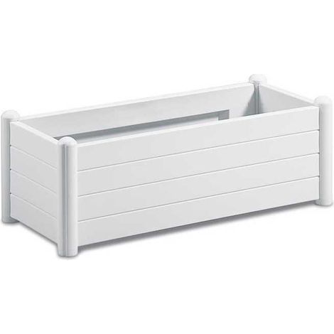 STEFANPLAST Bac a fleurs rectangulaire - Finition en bois - 100x43xH35cm - 80L - Blanc