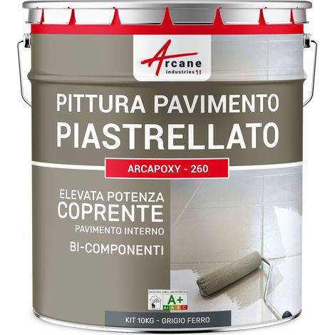 Vernice per piastrelle pavimento, a base di resina epossidica - Arcapoxy Pavimento Piastrellato - 10 kg (fino a 50 m² in 2 strati) Grigio ferro - RAL 7011 - ARCANE INDUSTRIES