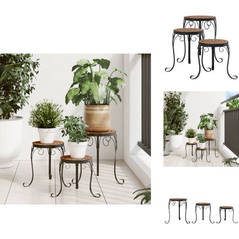 Supports de plantes 3 pcs terre cuite céramique - Supports De Plantes - Table De Plante - Jardinière - Décoration Extérieure - Style Méditerranéen (1/5)
