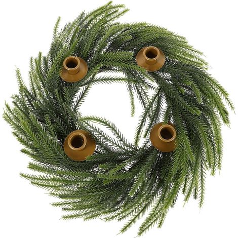 Couronne de l'Avent, bougeoir en plastique vert et fer, compatible avec centre de table de Noël (1/5)