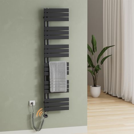 S'AFIELINA Elektrischer Badheizkörper Handtuchtrockner mit Timing Elektrisch Thermostat, Handtuchwärmer mit Heizstab, Anthrazit 159.9x40 cm 800Watts