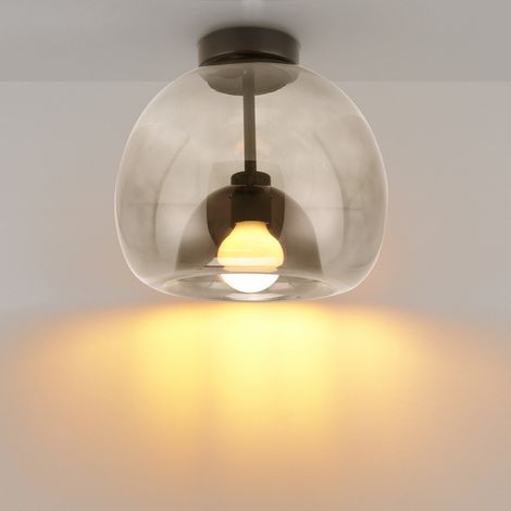 Verre Plafonnier Moderne Luminaire Industriel Lampe de Plafond E27 pour Salon Couloir Salle de Bain Chambre Cuisine Noir (1/5)