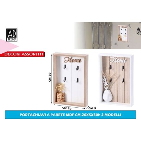 1 Pezzo Portachiavi da Parete in Legno MDF 20 x 4,5 x 30 cm 2 Modelli