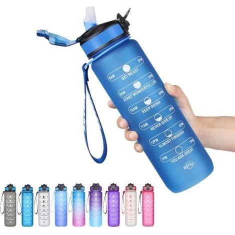 Gourde - Marque Non Spécifiée - 1L - Sans BPA - Anti-Fuite - Traqueur de Temps (1/4)