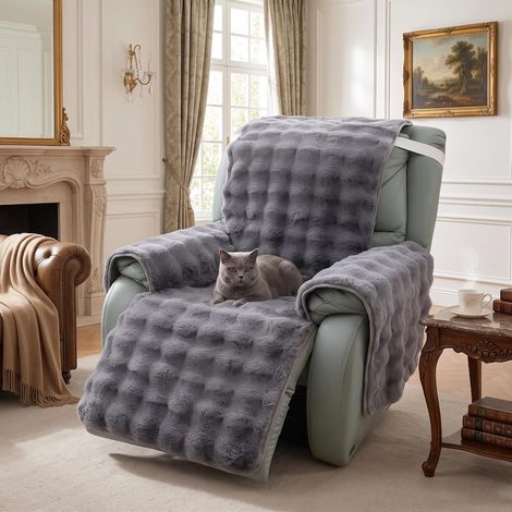 Housse de Fauteuil Reclinable en Peluche Lapin Épais, Couverture Protectrice Anti-Poil pour Canapé Reclinable, Housse Matelassée Confortable pour Fauteuil inclinable (1/5)