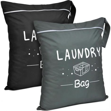 Sac de Voyage pour Linge Sale, Sac Étanche avec Fermeture Éclair pour Voyages, pour Linge Sale & Tenue de Bain, Sac Dry Wetbag de Camping Lavable (Noir+Gris) (1/5)