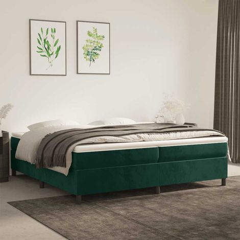 Boxspringbett mit Matratze Dunkelgrün 200x200 cm Samt