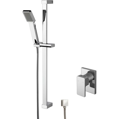 Swinscoe Concealed Square Manual Valve & Slide Rail Kit Shower Bundle Set - Chrome - Balterley