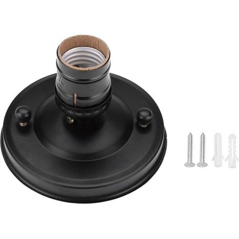 Jeffergarden E26/E27 Vintage industriel plafonnier/applique murale support de base suspension ampoule lampe douille à vis noir (1/5)