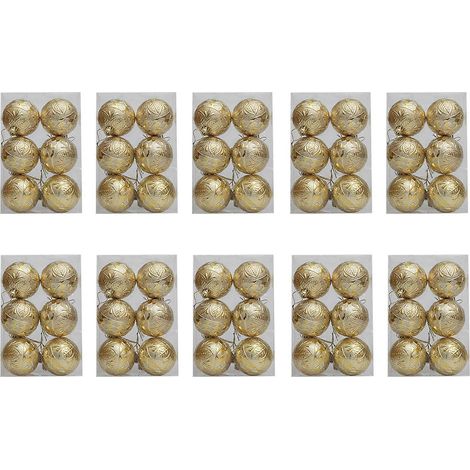 10 verzinkte, geprägte Hängekugeln, bunte Weihnachtsbaumkugeln, praktische Kugeln, Heimdekoration, Gold (1/5)